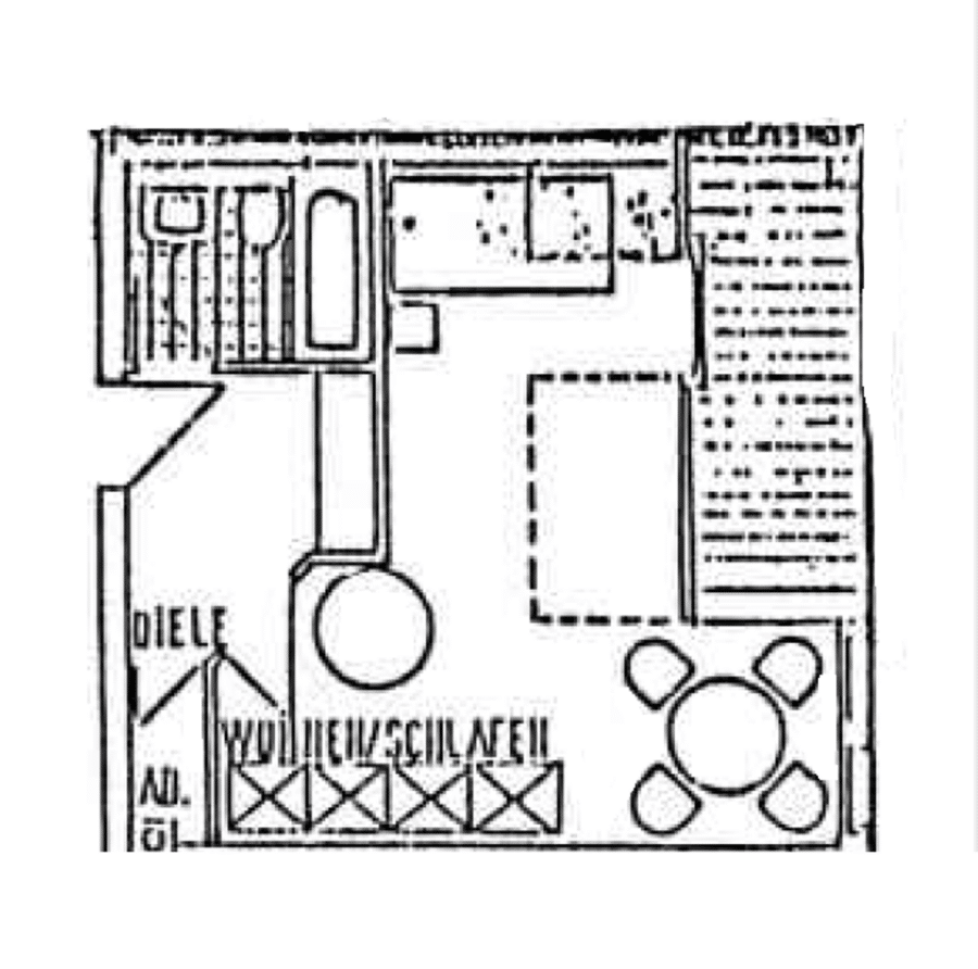 **Renovierte 1-Zimmer-Wohnung** - Grundriss